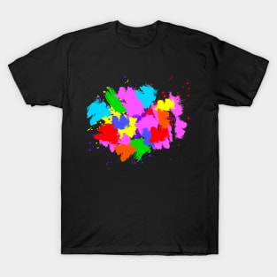 Random brush strokes with bright splashes abstract. T-Shirt